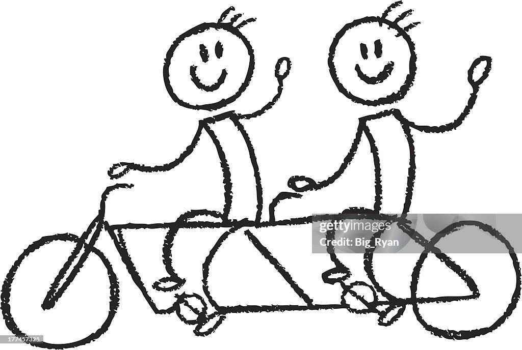 Stick Figure Tandem Bike High-Res Vector Graphic - Getty Images