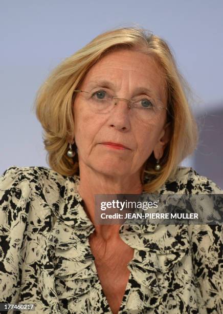 France's minister for External Trade Nicole Bricq is pictured during a plenary session on the first day of the "Universites d'ete", the PS summer...