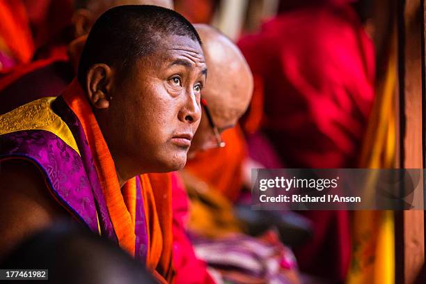 paro tsechu (festival) - bhutan monks stock pictures, royalty-free photos & images