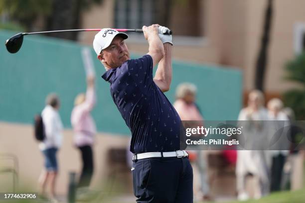 Patrik Sjoland of Sweden in action during Day Two of the Farmfoods European Senior Masters hosted by Peter Baker played on the South Course at La...