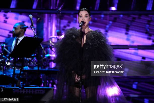 St. Vincent performs onstage at the 38th Annual Rock & Roll Hall Of Fame Induction Ceremony at Barclays Center on November 03, 2023 in New York City.