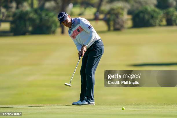 James Kingston of South Africa in action during Day Two of the Farmfoods European Senior Masters hosted by Peter Baker played on the South Course at...