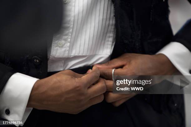 Ephraim Sykes during a Tonys 2019 fitting at Thom Browne.