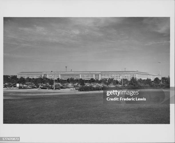 View of the Pentagon, the headquarters of the US Department of Defense, Washington D. C., circa 1930-1960.