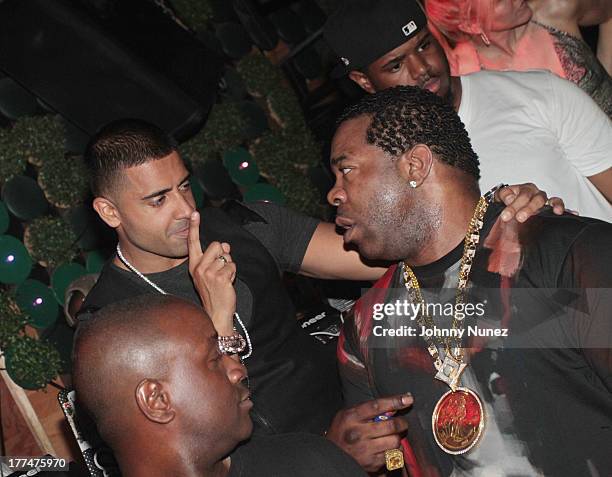 Jay Sean and Busta Rhymes attend the 2013 Pre-VMA Black & White Blast Off at Greenhouse on August 22, 2013 in New York City.