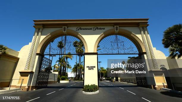 The entrance of Paramount Studios is seen at Paramount Studios on August 23, 2013 in Hollywood, California.