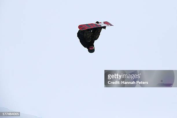 David Habluetzel of Switzerland competes during FIS Snowboard Halfpipe World Cup Semi Finals on day 10 of the Winter Games NZ at Cardrona Alpine...