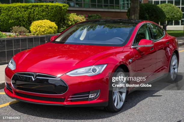 The Tesla Model S in the Globe parking lot.