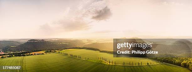 western view from lilienstein - hesse stock-fotos und bilder