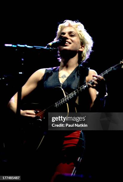 American musician Ani DiFranco performs on stage, Chicago, Illinois, September 10, 1997.