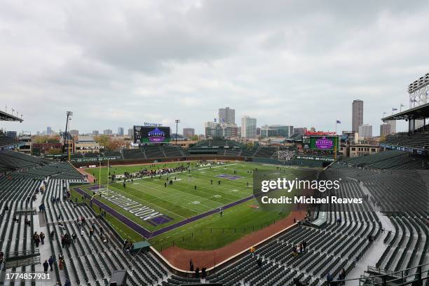 General view of Wrigley Field prior to the game between the Northwestern Wildcats and the Iowa Hawkeyes in the Wildcats Classic on November 04, 2023...