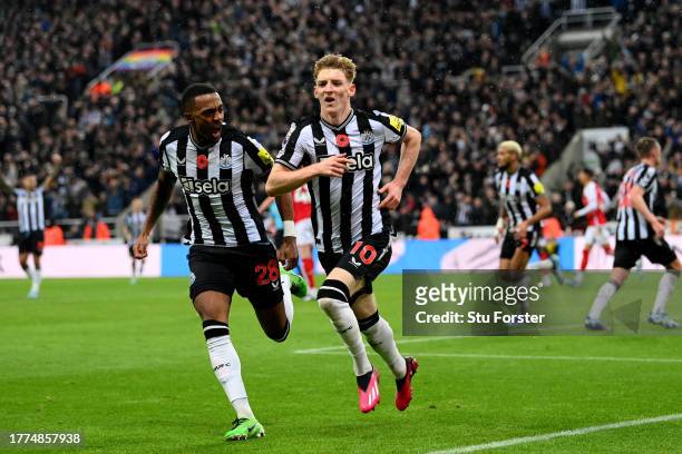 Anthony Gordon of Newcastle United celebrates after scoring the team's first goal during the Premier League match between Newcastle United and...
