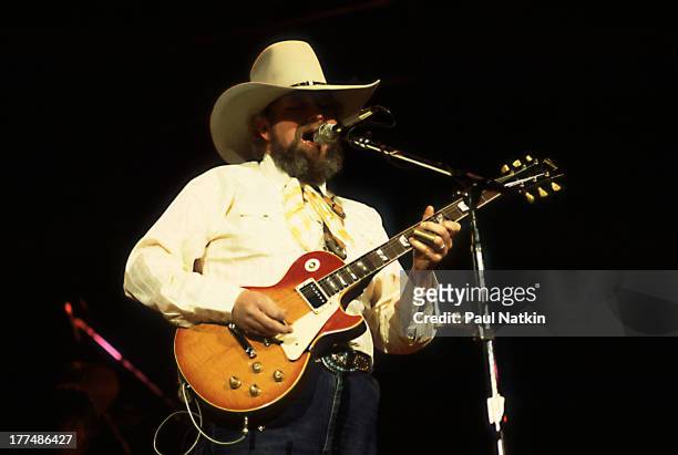 American musician Charlie Daniels performs on stage, Memphis, Tennessee, May 29, 1981.