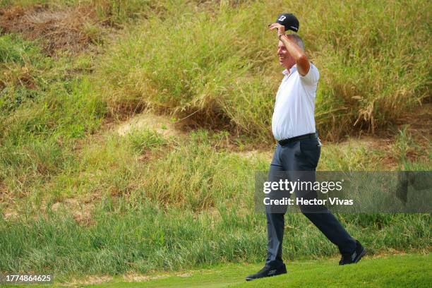 Matt Kuchar of the United States celebrates after an eagle on the first hole during the third round of the World Wide Technology Championship at El...