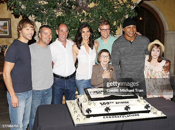 Eric Christian Olsen, Chris O'Donnell, Miguel Ferrer, Daniela Ruah, Linda Hunt, Barrett Foa, L.L. Cool J and Renee Felice Smith attend the "NCIS: Los...