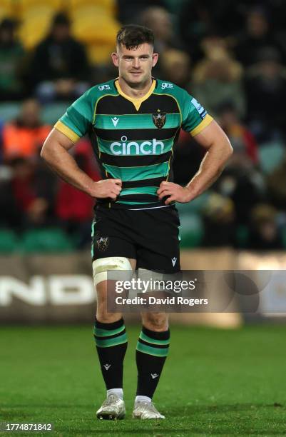 Sam Graham of Northampton Saints looks on during the Gallagher Premiership Rugby match between Northampton Saints and Bath Rugby at cinch Stadium at...