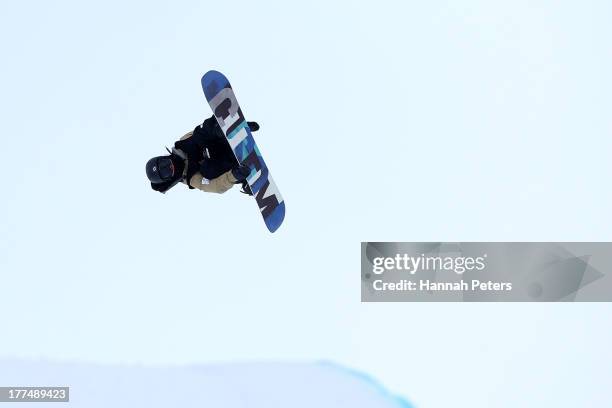 Ayumu Hirano of Japan competes during FIS Snowboard Halfpipe World Cup Finals on day 10 of the Winter Games NZ at Cardrona Alpine Resort on August...