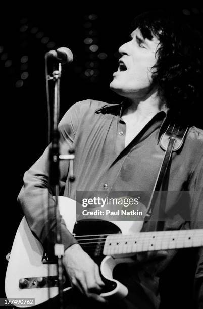 Canadian musician Rick Danko performs on stage at the Park West Theater, Chicago, Illinois, January 25, 1980.