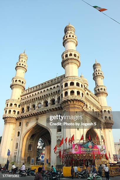 charminar and bhagyalaksmi temple - hyderabad charminar stock pictures, royalty-free photos & images