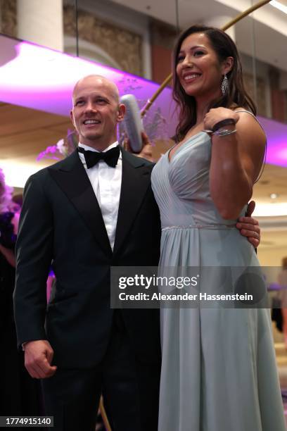 Fabian Hambüchen arrives with Viktoria Hambüchen arrives for the German Sports Media Ball at Alte Oper on November 04, 2023 in Frankfurt am Main,...