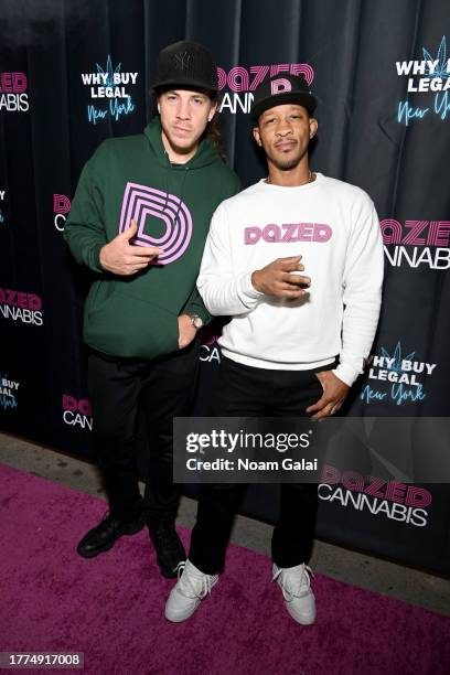 James Kaso and Keshawn Warner attend the Grand Opening Of Dazed Cannabis Union Square on November 09, 2023 in New York City.