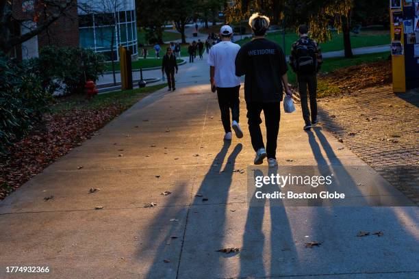 Waltham, MA People walk through Brandeis University's campus. Brandeis University will no longer recognize the campus chapter of the National...