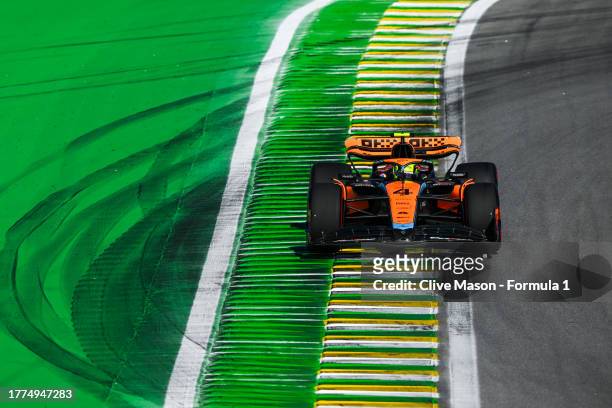Lando Norris of Great Britain driving the McLaren MCL60 Mercedes on track during the Sprint ahead of the F1 Grand Prix of Brazil at Autodromo Jose...