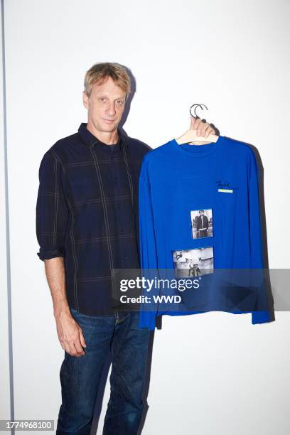 Tony Hawk displaying pieces from Tony Hawk Signature Line.