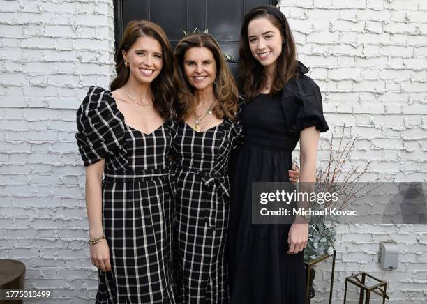 Katherine Schwarzenegger, Maria Shriver and Christina Schwarzenegger attend Cleobella x Katherine Schwarzenegger event at The Coast Lounge at...