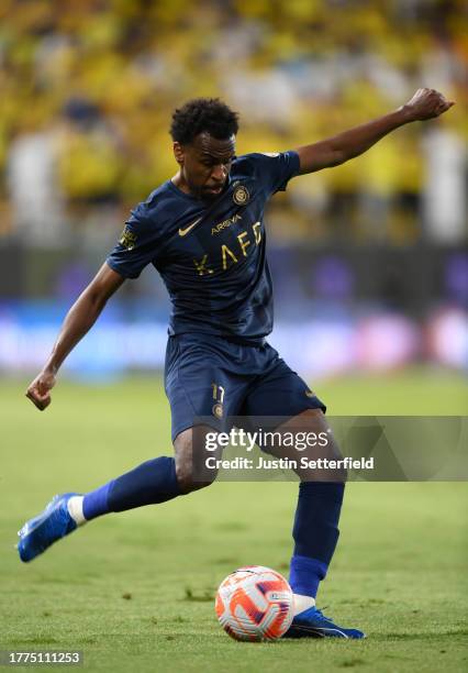 Abdullah Al-Khaibari of Al Nassr FC during the Saudi Pro League match between Al-Nassr and Al-Khaleej at King Saud University Stadium on November 04,...