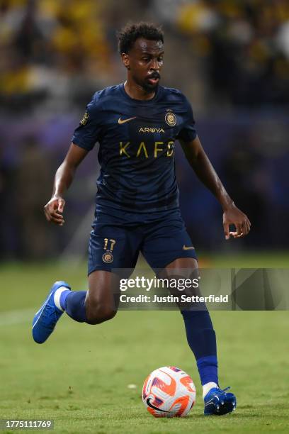 Abdullah Al-Khaibari of Al Nassr FC during the Saudi Pro League match between Al-Nassr and Al-Khaleej at King Saud University Stadium on November 04,...