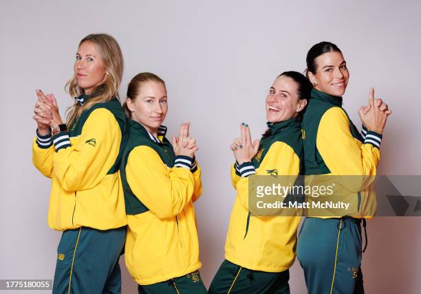 Alicia Molik , Daria Saville, Kimberly Birrell and Ajla Tomljanovic of Team Australia pose for a team photo prior to the Billie Jean King Cup Finals...