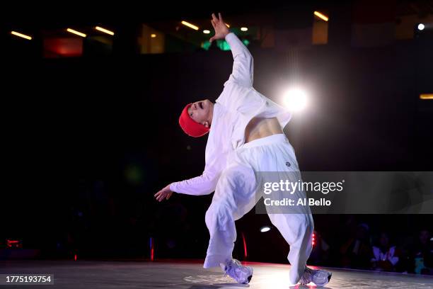 Phil Wizard of Team Canada competes against Jeffro of Team United States on B-Boys Gold Medal Match on Day 15 of Santiago 2023 Pan Am Games on...