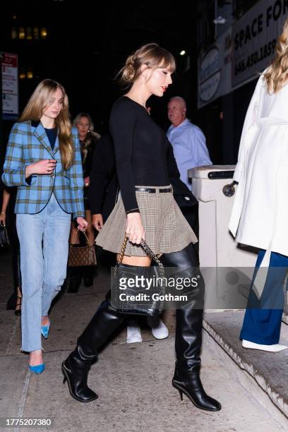 Sophie Turner and Taylor Swift are seen in NoHo on November 04, 2023 in New York City.