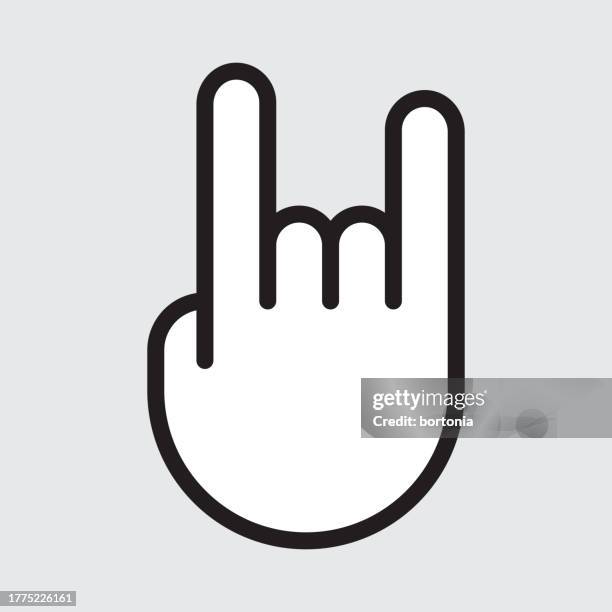 hand icon with white fill - editable stroke - horn sign stock illustrations