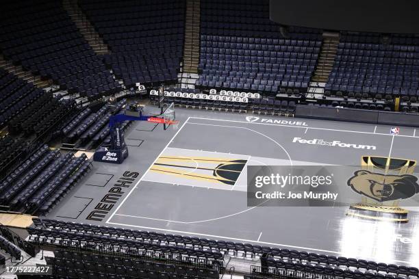 An overall view of the Memphis Grizzlies In Season Tournament court before the game against the Utah Jazz on November 10, 2023 at FedExForum in...