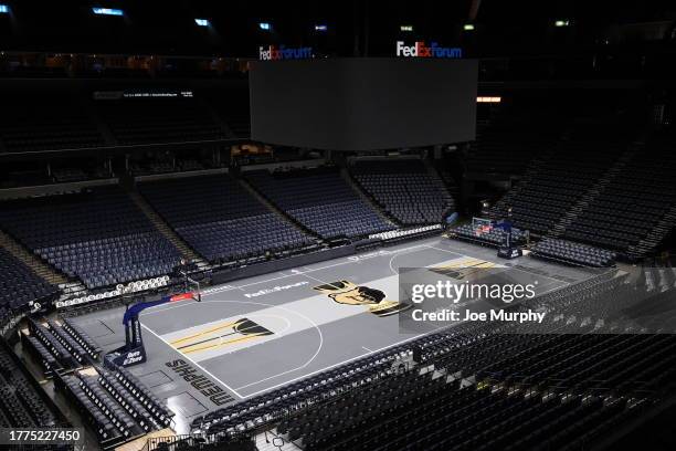 An overall view of the Memphis Grizzlies In Season Tournament court before the game against the Utah Jazz on November 10, 2023 at FedExForum in...