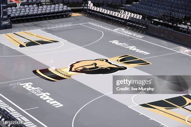 An overall view of the Memphis Grizzlies In Season Tournament court before the game against the Utah Jazz on November 10, 2023 at FedExForum in...