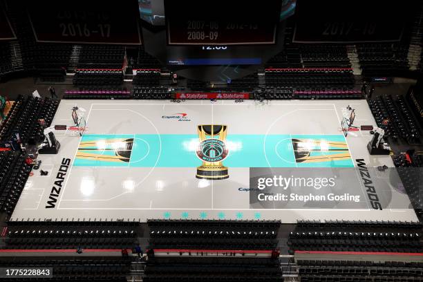 An overall view of the Washington Wizards In Season Tournament court before the game against against the Charlotte Hornets during the In-Season...