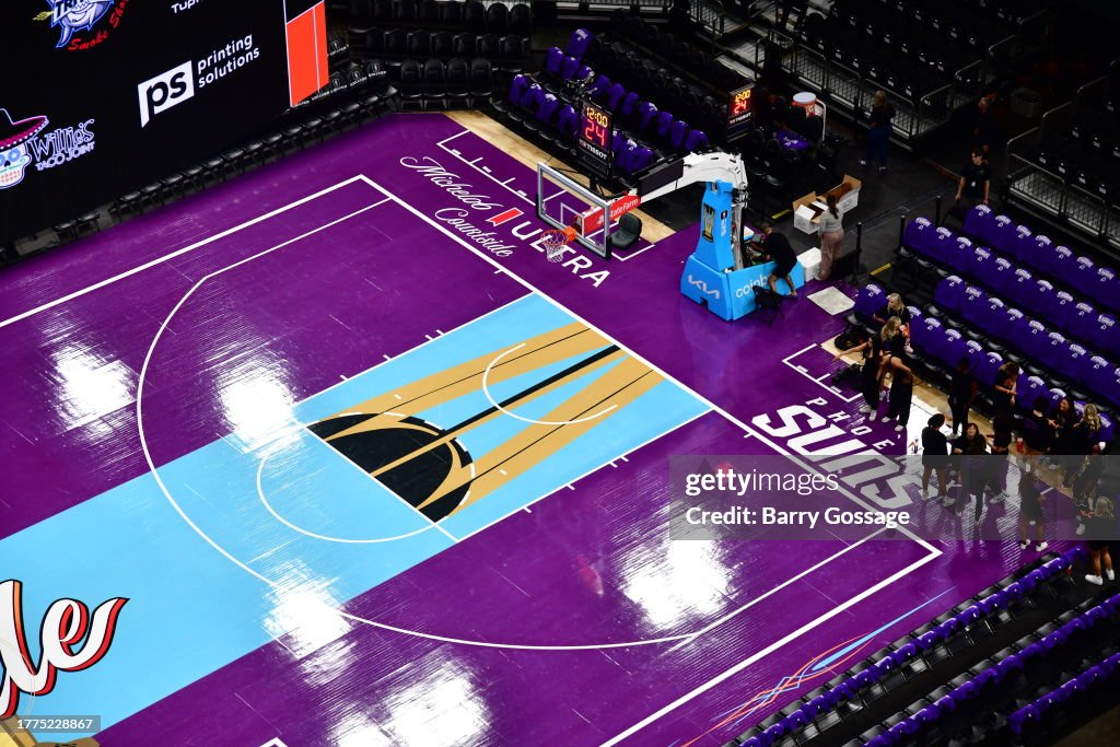 A view of the Phoenix Suns InSeason Tournament court before the game