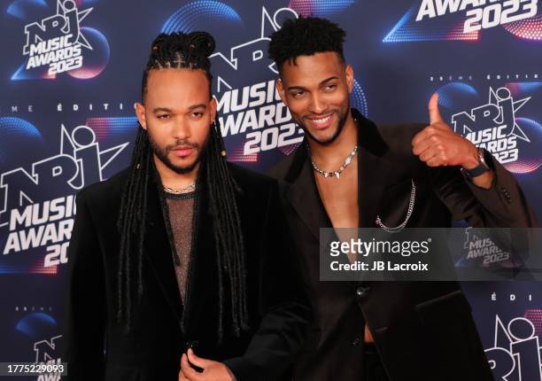 Antonio Mendes Ferreira and Fradique Mendes Ferreira of music duo Calema attend the 25th NRJ Music Awards on November 10, 2023 in Cannes, France.