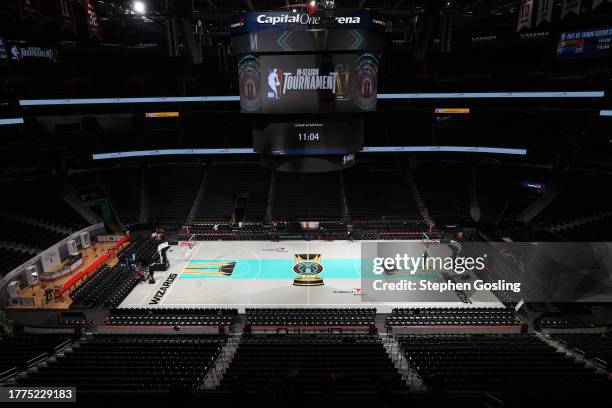 An overall view of the Washington Wizards In Season Tournament court before the game against against the Charlotte Hornets during the In-Season...