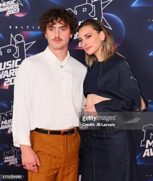 Benson Boone and Philipinne Lavrey attends the 25th NRJ Music Awards on November 10, 2023 in Cannes, France.