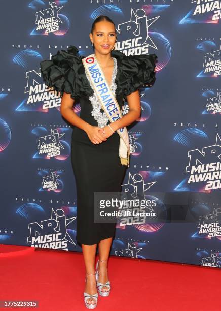 Miss France 2023, Indira Ampiot attends the 25th NRJ Music Awards on November 10, 2023 in Cannes, France.