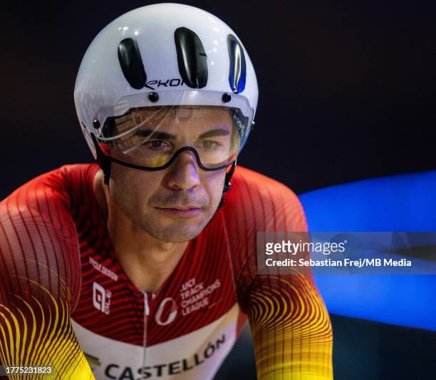 Sebastian Mora of Spain during UCI Track Champions League at Lee Valley Velopark Velodrome on November 10, 2023 in London, England.