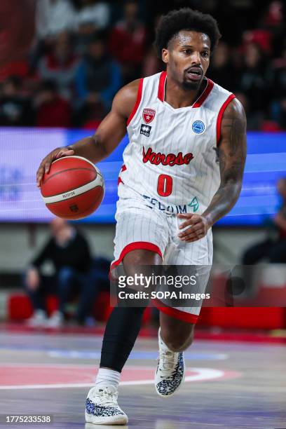 Vinnie Shahid of Itelyum Varese seen in action during FIBA Europe Cup 2023/24 Regular Season Group I game between Itelyum Varese and Keravnos BC at...