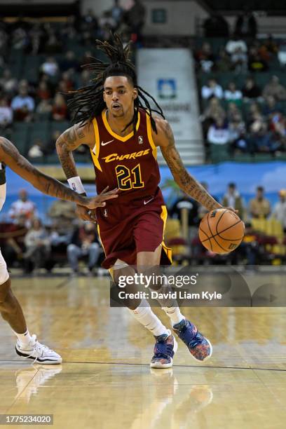 Emoni Bates of the Cleveland Charge handling the ball against the Wisconsin Herd on November 10, 2023 in Cleveland, Ohio at the Wolstein Center. NOTE...