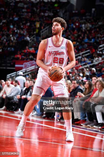 Alperen Sengun of the Houston Rockets handles the ball during the game against the New Orleans Pelicans during the In-Season Tournament on November...