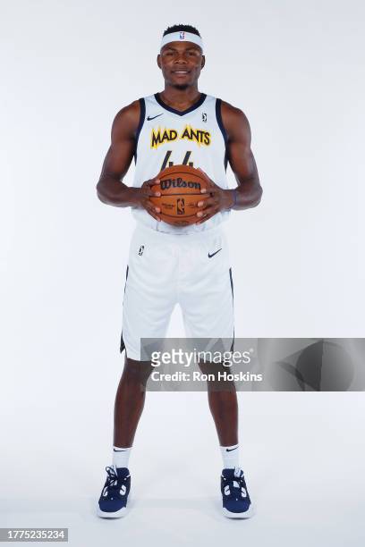 Oscar Tshiebwe of the Fort Wayne Mad Ants poses for a portrait during G League Media Day on November 5, 2023 at Gainbridge Fieldhouse in...