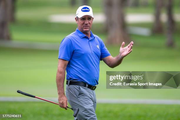 Scott Hend of Australia reacts during the third round of the Hong Kong Open at Hong Kong Golf Club on November 11, 2023 in Hong Kong, China.